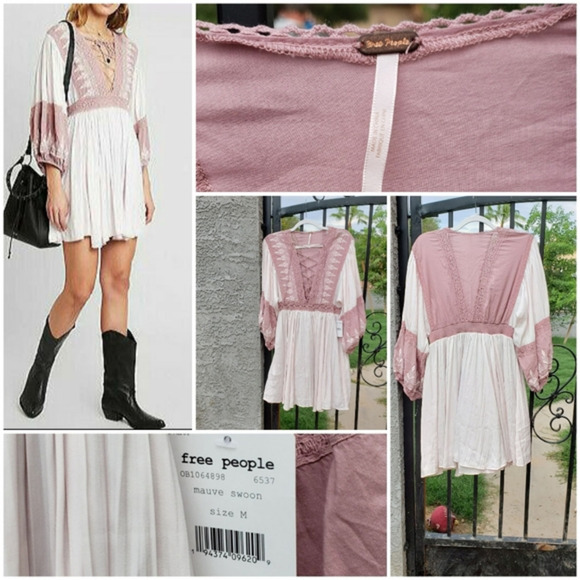 FREE PEOPLE Mauve Swoon Turn Heads Embroidered - Picture 1 of 2